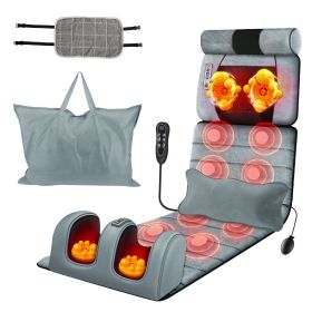 Advanced Version Full Body Electric Massage Mat Heating Vibration Massage Pad Cushion Back Massage Mattress Chair Pad with Neck Foot Massage Head