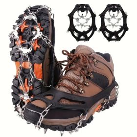 Shoe Ice Claws, Traction Shoe Nails, Ice And Snow Grip Straps With 19 Stainless Steel Nails, Shoe Claws Anti-Slip Boot Nails, Suitable For Walkin (Option: M)