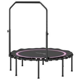 45" Rebounder Trampoline for Adults, Foldable Mini Trampoline with Adjustable Handle Bar for Indoor Outdoor, Pink (Option: Pink-900x440x110 mm)