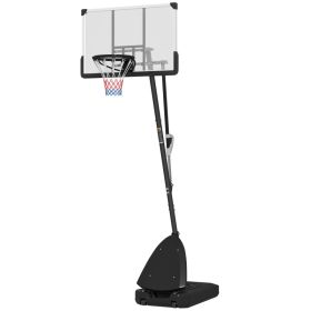 4.9-10' Basketball Stand, Freestanding Basketball System with 44" Shatterproof Backboard, Rebound System and Wheels (Option: Black-1170x800x245 mm)