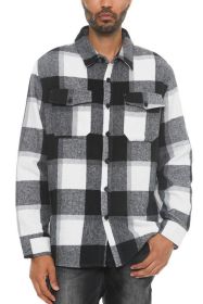 Mens Checkered Soft Flannel Shacket (Color: BLACK WHITE, size: XL)