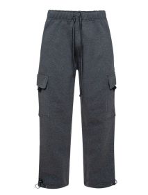 Heavyweight Fleece Cargo Pants (Color: Charcoal, size: 2XL)