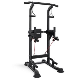 VEVOR Pull Up Bar, 330 LBS Power Tower Dip Station, Workout Dip Station with H-Shaped Stable Base & Back Pad (Default: Default)