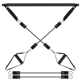 Pilates Bar Kit with 180LBS Resistance Bands Multifunctional Pilates Yoga Toning Bar Full Body Exercise (Resistance: 100lbs)
