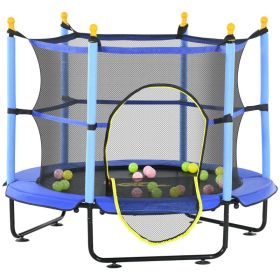 4.6' Trampoline for Kids with Safety Enclosure & Ball Pit, Blue (Option: Blue-1020x320x180 mm)
