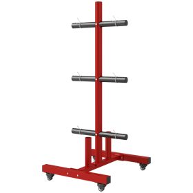 2 Inch Weight Plate Rack, Plate Rack Holder for Olympic Weight Plates and Bars, with 4 Transport Wheels and 6 Fasten Clamps, 440 lbs. Capacity, R (Option: Red-1330x210x130 mm)